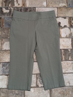 Christopher & Banks Signature Slimming 10P Cropped Pants Green Petite 10P